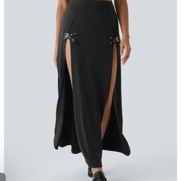 HALARA High waisted decorative buckle 2 in 1 maxi skirt New - Picture 4 of 6